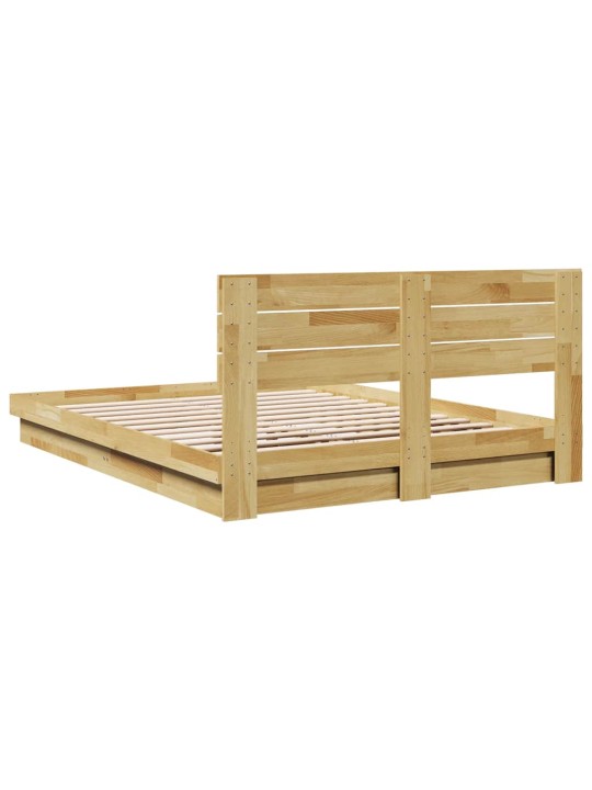 Gultas rāmis ar galvgali bez matrača 150x200 cm masīvkoka ozols