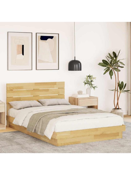 Gultas rāmis ar galvgali bez matrača 120x200 cm masīvkoka ozols