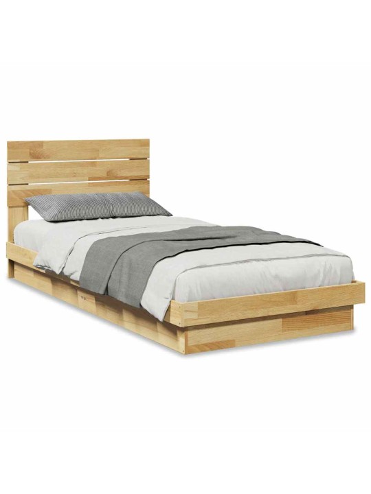 Gultas rāmis ar galvgali bez matrača 100x200 cm masīvkoka ozols