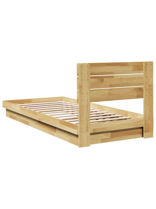 Gultas rāmis ar galvgali bez matrača 100x200 cm masīvkoka ozols