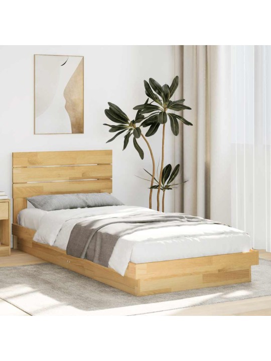 Gultas rāmis ar galvgali bez matrača 100x200 cm masīvkoka ozols
