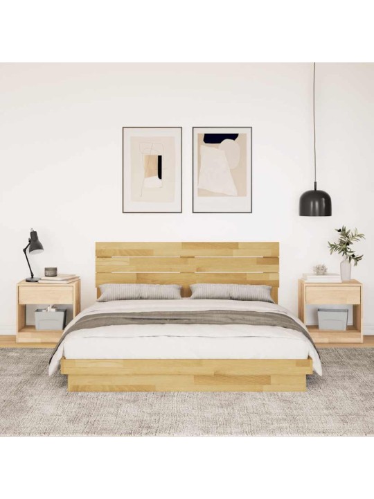 Gultas rāmis ar galvgali bez matrača 135x190 cm masīvkoka ozols