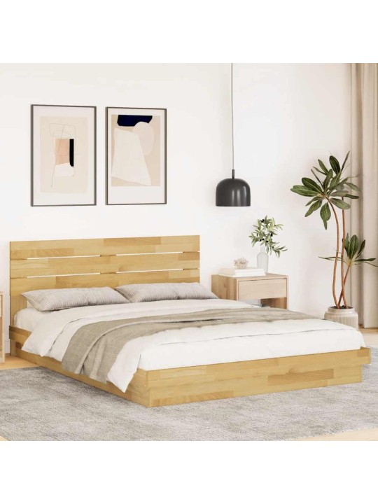 Gultas rāmis ar galvgali bez matrača 135x190 cm masīvkoka ozols