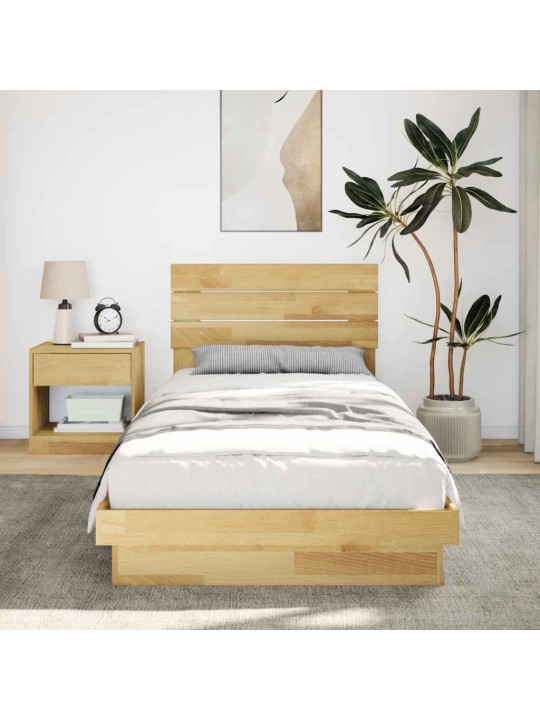 Gultas rāmis ar galvgali bez matrača 75x190 cm masīvkoka ozols