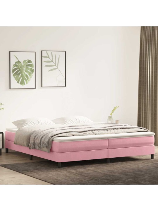 Kontinentālā gulta bez matrača rozā 200x210 cm samts
