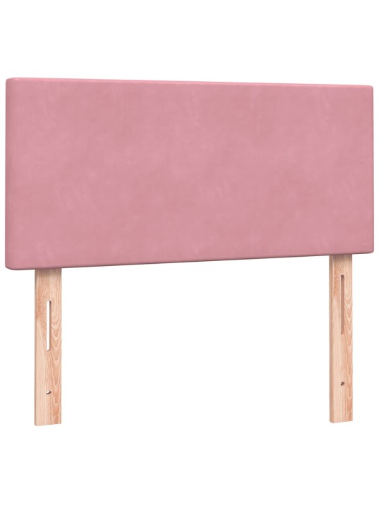 Kontinentālā gulta ar matraci, rozā samts, 80x220 cm