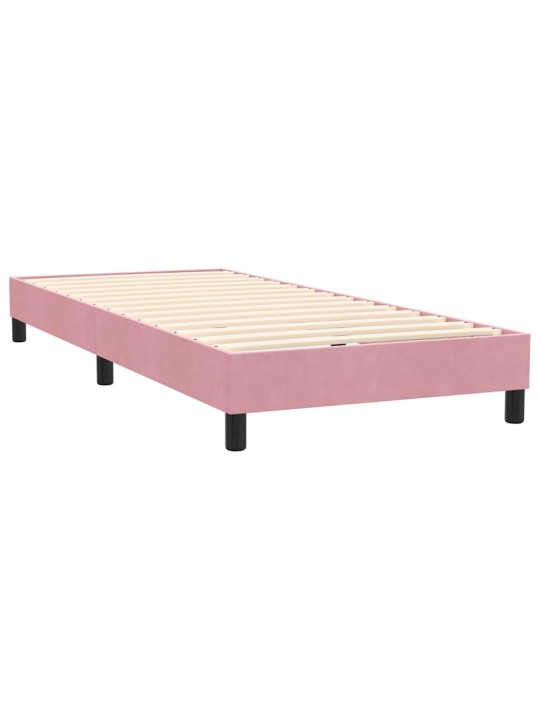 Kontinentālā gulta ar matraci, rozā samts, 80x220 cm
