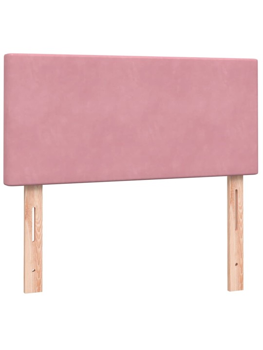 Kontinentālā gulta ar matraci, rozā samts, 80x220 cm