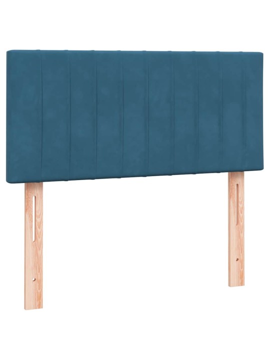 Kontinentālā gulta ar matraci, tumši zils samts, 80x220 cm