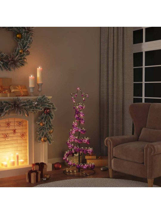 Led ziemassvētku eglīte ar nieciņiem 80 led silti balta 120 cm
