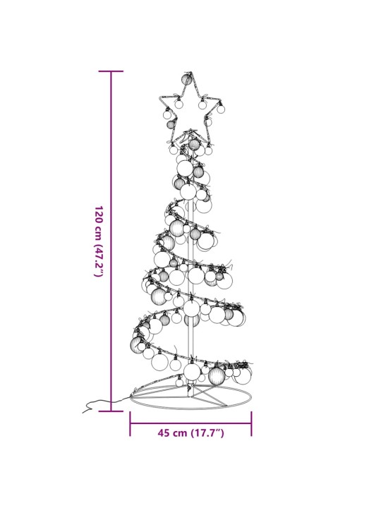 Led ziemassvētku eglīte ar nieciņiem 80 led silti balta 120 cm