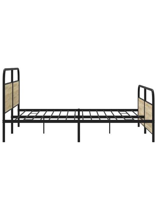 Gultas rāmis bez matrača, metāls, 200x200cm, ozolkoka imitācija