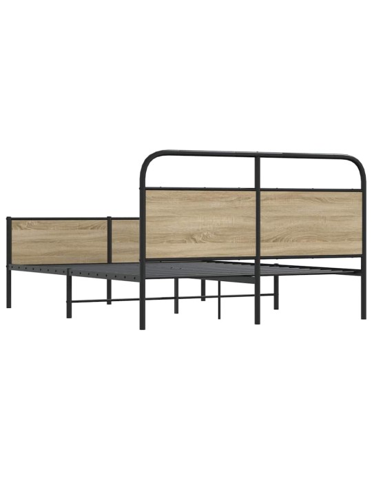Gultas rāmis bez matrača, metāls, 160x200cm, ozolkoka imitācija