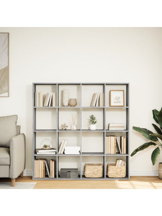 Grāmatu plaukts pelēka koka 137,5x29x137,5 cm inženierijas koks