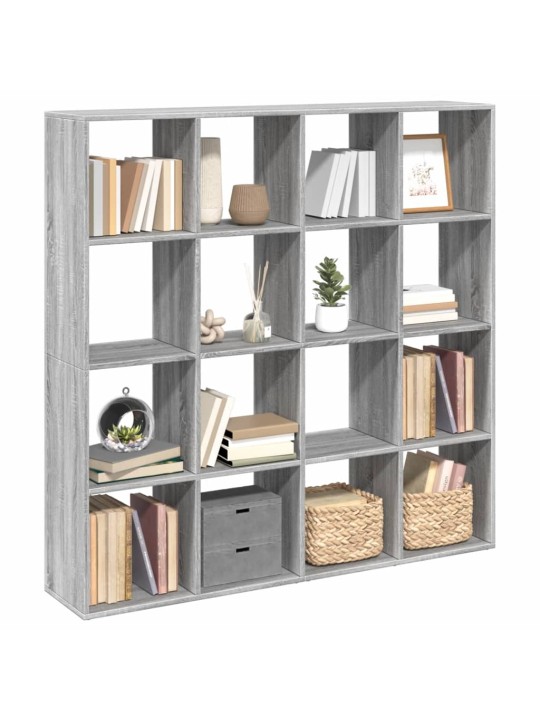 Grāmatu plaukts pelēka koka 137,5x29x137,5 cm inženierijas koks