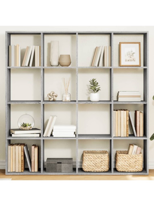 Grāmatu plaukts pelēka koka 137,5x29x137,5 cm inženierijas koks