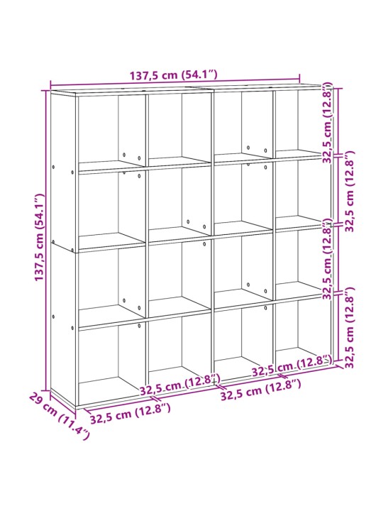 Grāmatu plaukts, veca koka, 137,5x29x137,5cm, inženierijas koks