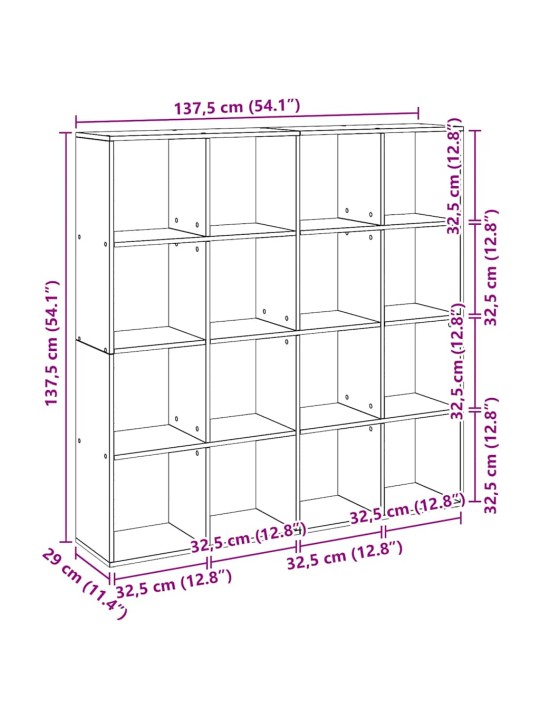 Grāmatu plaukts koka krāsā 137,5x29x137,5 cm inženierijas koks
