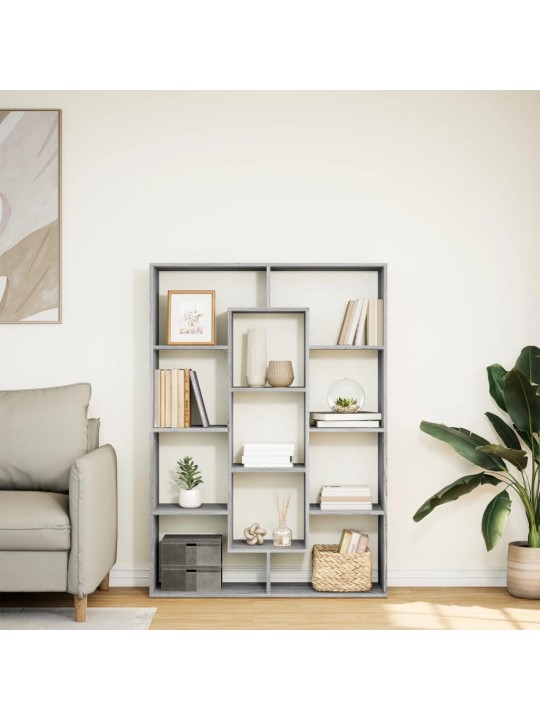 Grāmatu plaukts, pelēka ozola, 102x29x143 cm, inženierijas koks