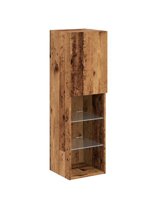 Tv skapītis ar led lampiņām, veca koka, 30,5x30x102 cm
