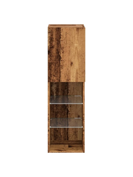 Tv skapītis ar led lampiņām, veca koka, 30,5x30x102 cm
