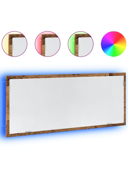 Vannasistabas spogulis ar led, veca koka, 100x8,5x37 cm, koks