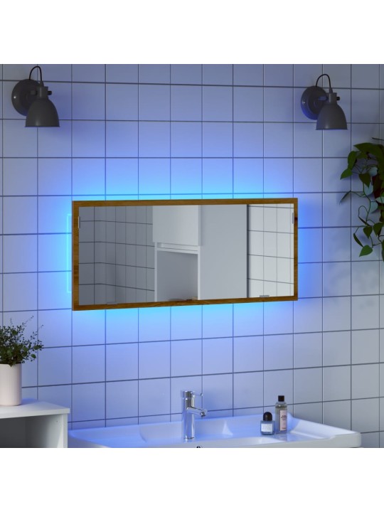 Vannasistabas spogulis ar led, koka krāsa, 100x8,5x37 cm, koks