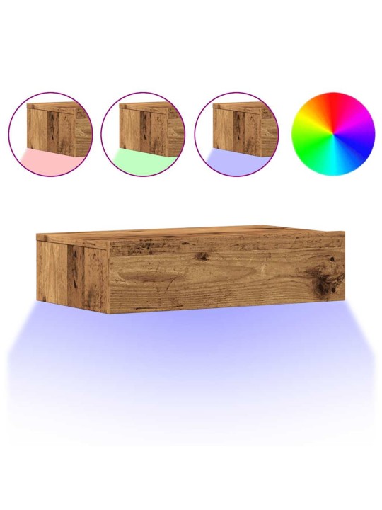 Tv skapīši ar led apgaismojumu, 2 gab., veca koka, 60x35x15,5cm
