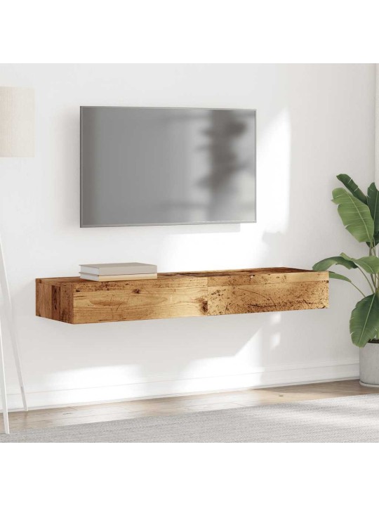 Tv skapīši ar led apgaismojumu, 2 gab., veca koka, 60x35x15,5cm