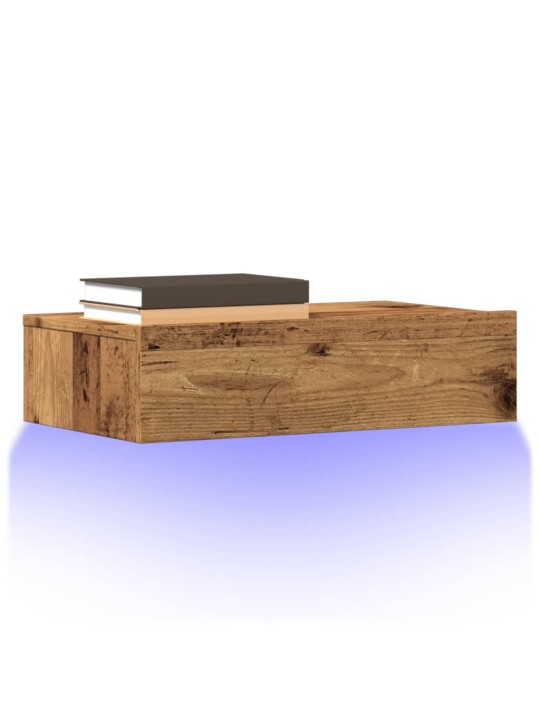 Tv skapīši ar led apgaismojumu, 2 gab., veca koka, 60x35x15,5cm