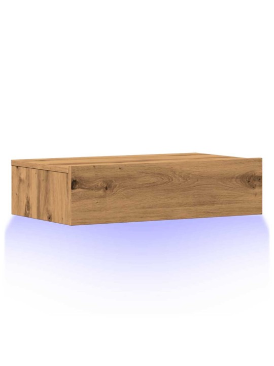 Tv skapītis ar led gaismiņām, koka krāsa, 60x35x15,5 cm