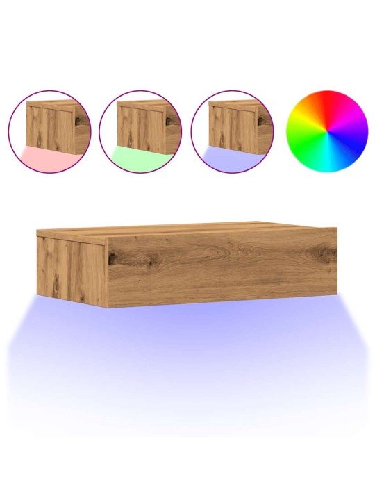 Tv plaukti ar led lampiņām 2gab 60x35x15,5cm ozolkoka amatnieks