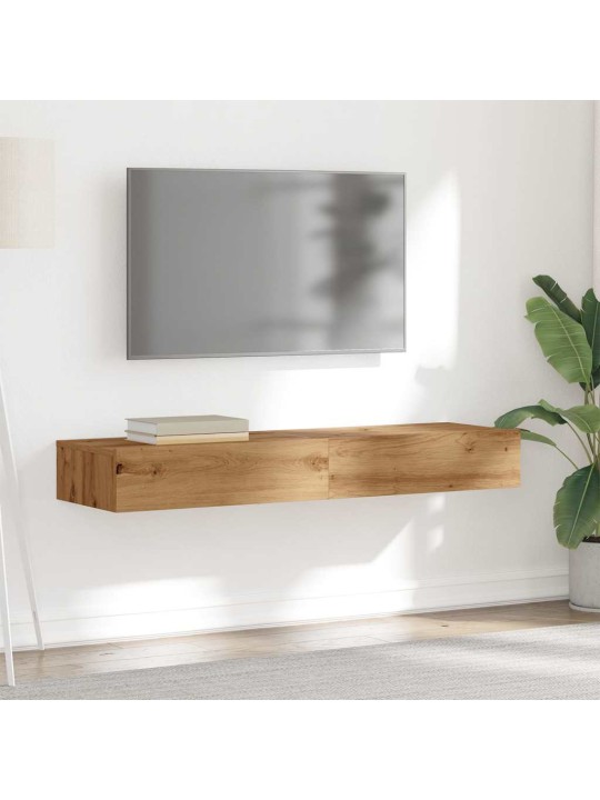 Tv plaukti ar led lampiņām 2gab 60x35x15,5cm ozolkoka amatnieks