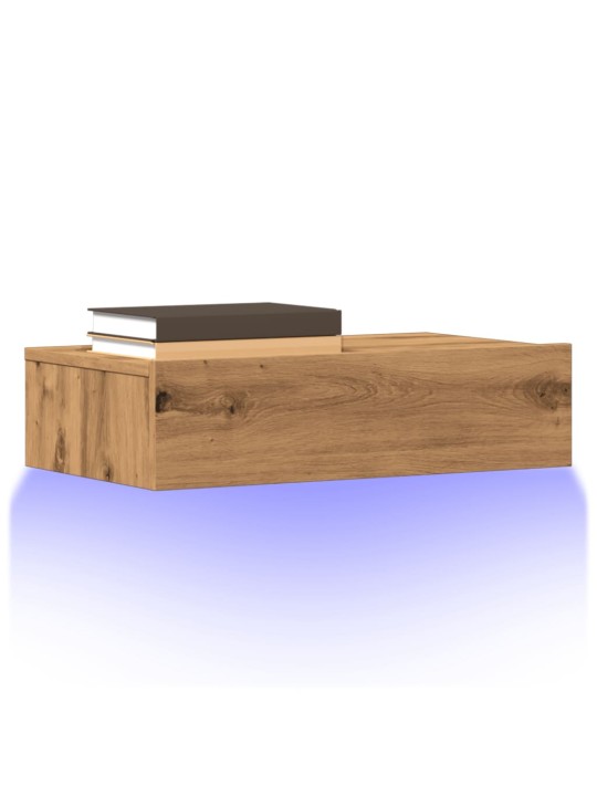 Tv plaukti ar led lampiņām 2gab 60x35x15,5cm ozolkoka amatnieks