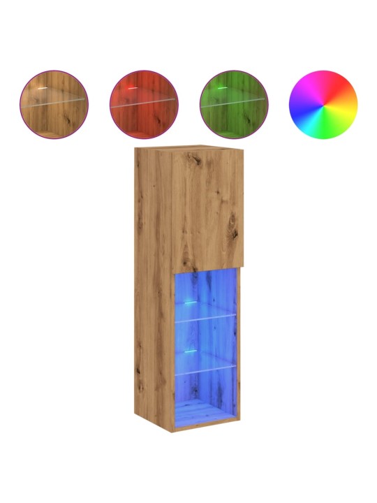 Tv galdiņš ar led lampiņām, koka krāsa, 30,5x30x102 cm