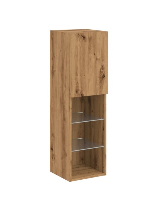 Tv galdiņš ar led lampiņām, koka krāsa, 30,5x30x102 cm