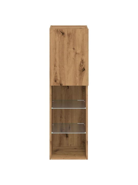 Tv galdiņš ar led lampiņām, koka krāsa, 30,5x30x102 cm