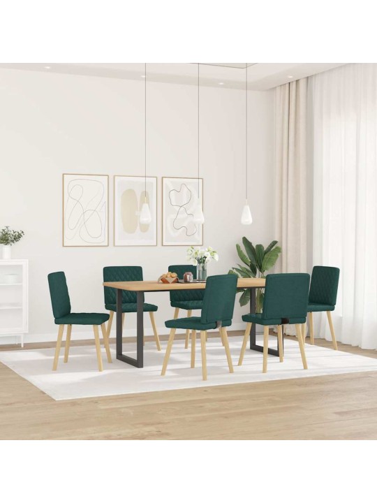 Virtuves krēsli, 6 gab., tumši zaļš audums