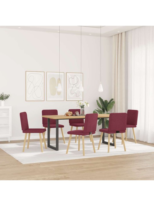 Virtuves krēsli, 6 gab., vīnsarkans audums