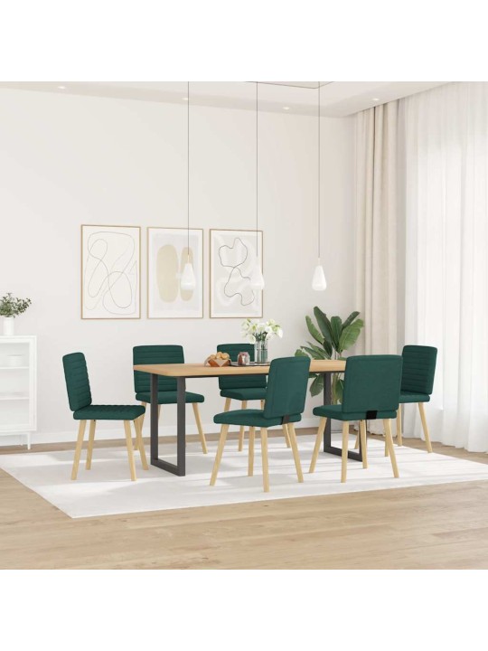 Virtuves krēsli, 6 gab., tumši zaļš audums