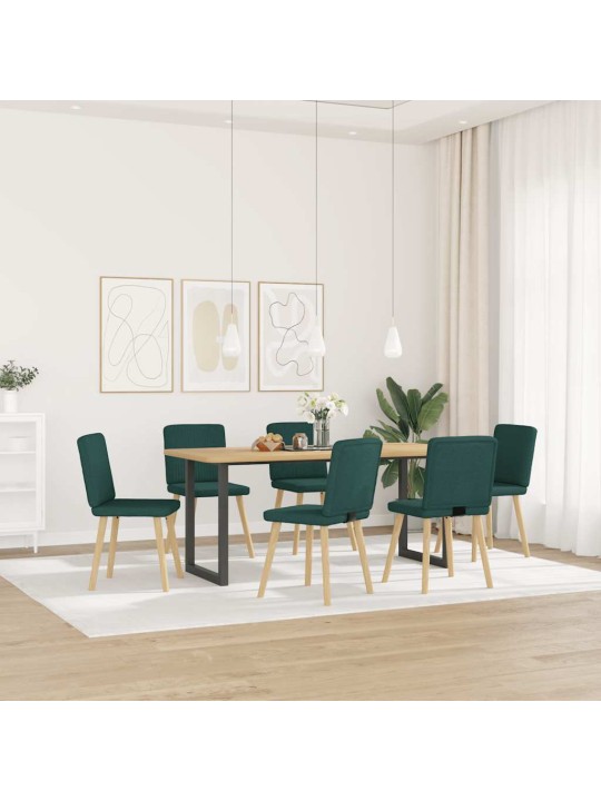 Virtuves krēsli, 6 gab., tumši zaļš audums