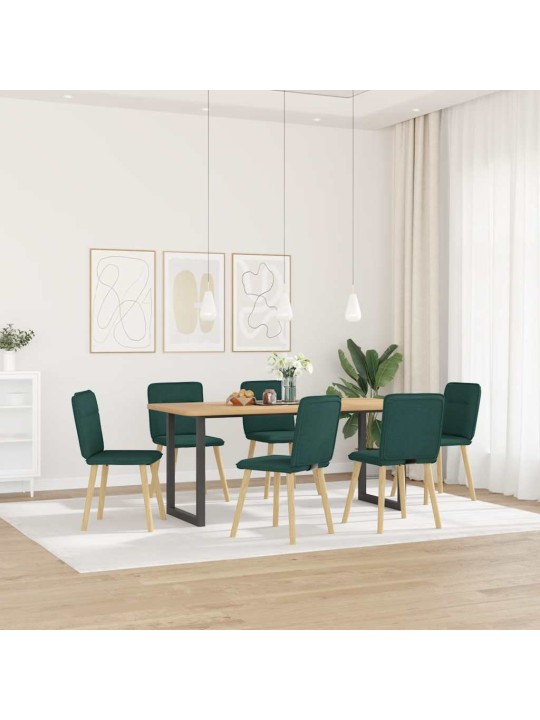 Virtuves krēsli, 6 gab., tumši zaļš audums