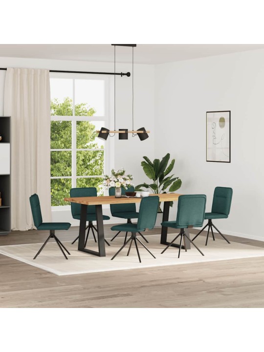 Virtuves krēsli, 6 gab., tumši zaļš audums