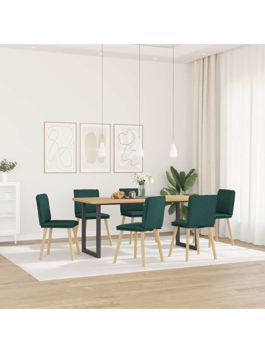 Virtuves krēsli, 6 gab., tumši zaļš audums