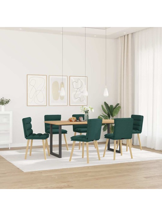 Virtuves krēsli, 6 gab., tumši zaļš audums