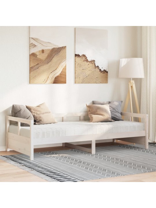 Gulta ar matraci, balta, 80x200 cm, priedes masīvkoks