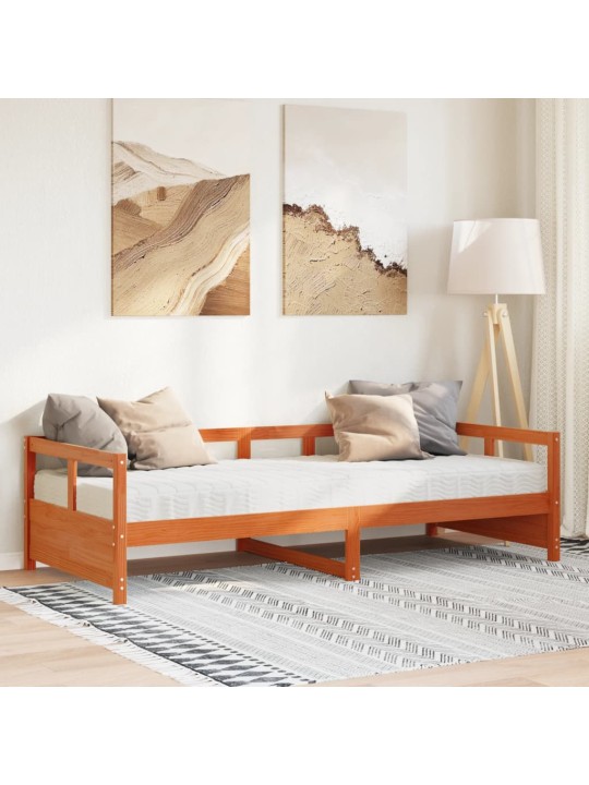 Dīvāngulta ar matraci, vaska brūna, 80x200cm, priedes masīvkoks