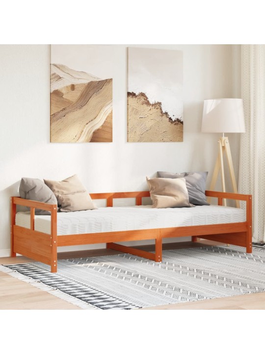 Dīvāngulta ar matraci, vaska brūna, 90x200cm, priedes masīvkoks