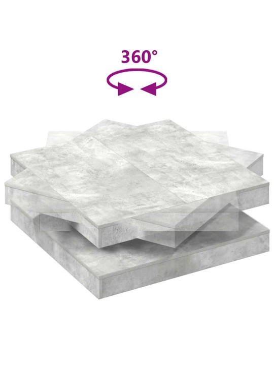 Kafijas galdiņš 360 grādos grozāms betona pelēks 90x90x34,5 cm