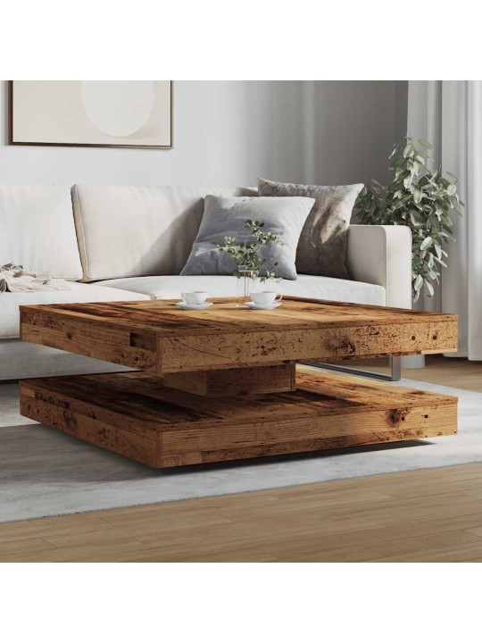 Kafijas galdiņš 360 grādos, grozāms, veca koka, 90x90x34,5 cm